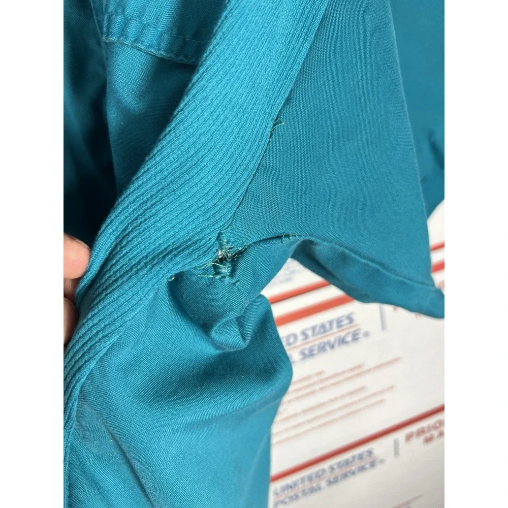 Vintage 70s 80s Members Only Polo Big 2X Shirt‎ Teal Green Banded Bottom Disco - Picture 4 of 8